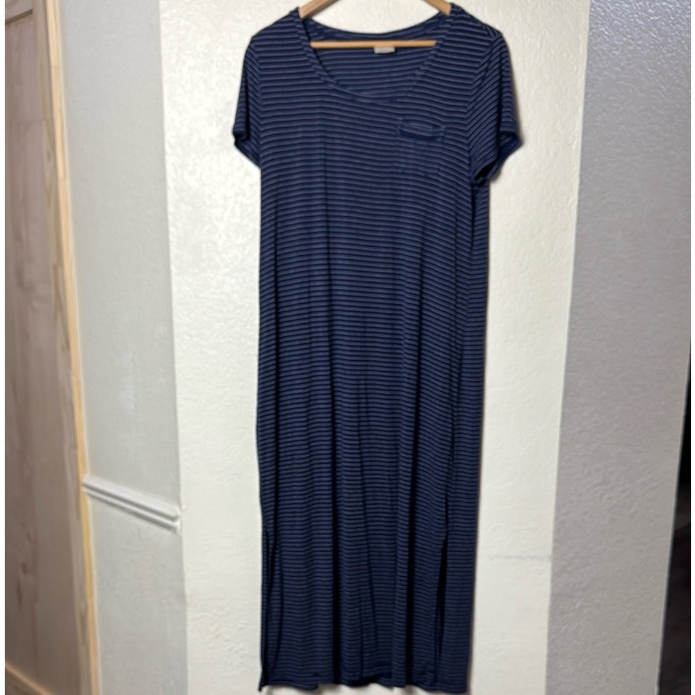 Soma Women Blue Striped Maxi Dress.